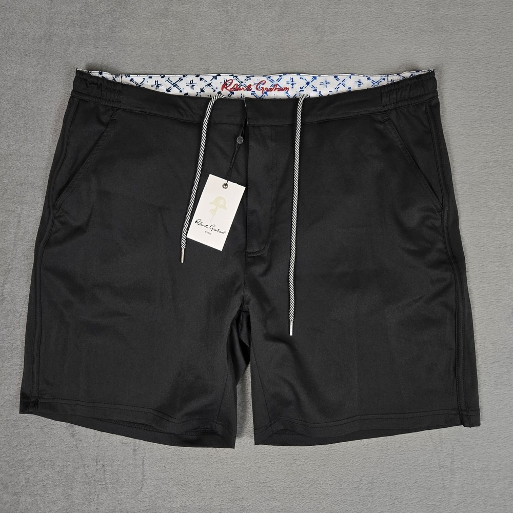 Robert Graham Shorts Mens Large Black Hybrid Lined Swim Performance 7" Inseam